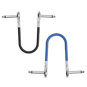 Guitar Pedal Patch Cable 2 Pack, Short Pedal Board Cord 6.35mm (1/4 inch) Right-Angle Flat Audio Adapter TS Male Connector for Effects Pedals - 6 Inch