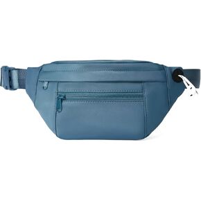 Telena Crossbody Fanny Pack for Women Men Fashion Waist Pack Belt Bag with 4-Zipper Pockets for Hiking Running Travel, Light Brown