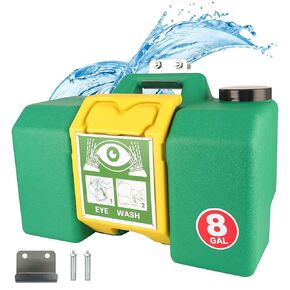 8 Gallon Portable Eyewash Station - Eye Wash Station with Ansi Certified OSHA-Approved, Wall Mount Eye Washing Station with Dual Spray
