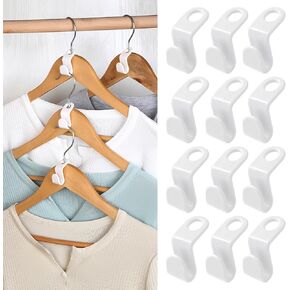 50 PCS Space Saving Hanger - Clothes Hanger Connector Hooks, Stacking Hanger Hooks Space Saver, Plastic Closet Organizers and Storage Hanger Extender for Heavy Duty Cascading Connection Hook (White)