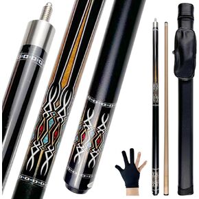 Pool Cue Stick with Case, 13mm Tip, 58", Hardwood Canadian Maple Professional Billiard Stick, Low Deflection Shaft Billiard Cue Sticks with 1X1 Hard Case, 19 Oz