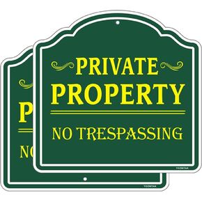 2Pcs Private Property No Trespassing Sign Warning Yard Signs 12x12 Inch Rust Free Aluminum Reflective Protect Your Home Indoor Outdoor Easy Mounting