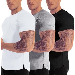Men's 3pack Dry Fit Workout Gym Short Sleeve T Shirt Moisture Wicking Active Athletic Performance Running Shirts