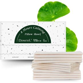 8 Hours Calming Pillow Sheet, 12 Sheets/1 Pack, 40% of Centella Asiatica Extract to Calm & Soothe Sensitive Skin, Disposable, Super Soft, Daily Cover, Sleep-Beauty, Korean Overnight Skin Care