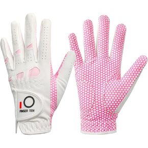 FINGER TEN Golf Gloves Women's Ladies Left Hand or Right Handed Grip Weathersof Value 2 Pack, Fit Size Medium Small Large Pro Design