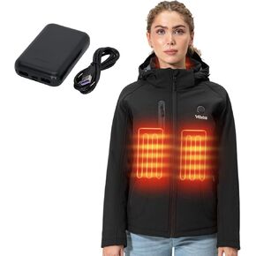 WESTON Women's Heated Coat, 4-Zone Electric Heated Jacket, 7.4V, 4800 mAH Rechargeable Battery, Adjustable Heat Levels