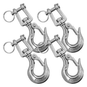 4Pack Heavy Duty Slip Hook 3/16 Steel Clevis Latch Trailer Safety Hook, Swivel Chain Hooks Lifting Hoisting for Crane Towing Winch Trailer Wrecker (Capacity 330lb)