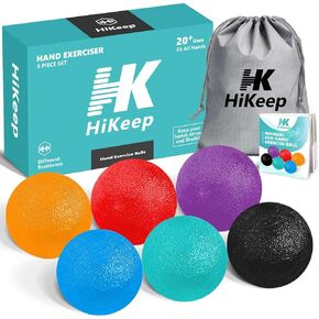 Hand Exercise Balls, Stress Balls, Therapy Different Resistance Workout Kit - Set of 6