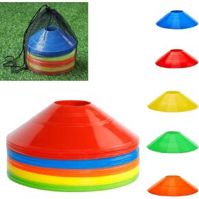 Disc Cones 25 Pack, Agility Soccer Cones, Sports Training Cones with Carry Bag for Football, Basketball, Fitness, Drills, Coaching, Practice Equipment, 5 Color