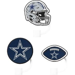 FOCO Dallas Cowboys NFL 3 Pack Primary Logo Straw Toppers