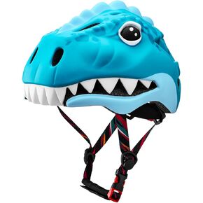 KINGBIKE Toddler Kids Bike Helmet 2-3-5-8 Years Size Adjustable 3D Dinosaur with Led Light for Skateboard Scooter Cycling Skaterolling 48-52cm