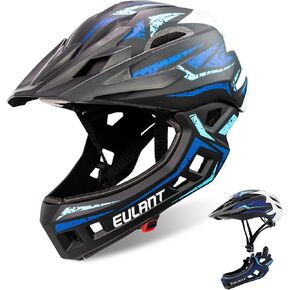 Kids Bike Helmet with Chin Guard, Adjustable Detachable Children’s Full Face Helmet for Girls and Boys, Cycling Helmet Skateboard, Scooter, Protective Gear Size 20.5-22 Inches