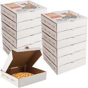 40 Pack Pizza Boxes, 6.3" x 6.3" x 1.8" Kraft Small Corrugated Pizza Cardboard Boxes Take Out Food Containers, Reusable Pizza Box Takeaway Shipping Boxes for Pizza Cake Cookies Fresh, White