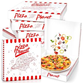 24 Pcs 10 Inch Pizza Planet Pizza Boxes for Party Favor Mini Cardboard Pizza Boxes Pizza Planet Decorations for Story Party Pizza Planet Party Decorations