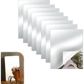 8 Pack 6.3 × 4 inch Acrylic Mirror Sheet, 0.06in Thick Non Glass Mirror, Mini Square Mirrors, Shatterproof Kids Acrylic Safety Mirror for School Science Mirrors for Classroom Home Bedroom Gym