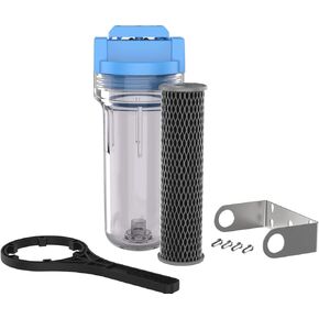 Pentair OMNIFilter U25 Filter System, 10" Standard Whole House Water Filtration System with Built-in Shut Off Valve, 3/4" NPT, Includes Housing, TO1 Cartridge, Wrench and Mounting Bracket, 5 Micron