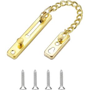 Door Chain Lock, 1 Pcs Gold Stainless Steel Heavy Duty Security Chain Guard, Durable, Easy Installation Door Latch Lock for Front Door, Home, Office, or Apartment