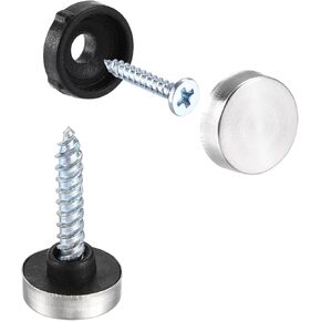 uxcell Mirror Screws, 14mm/0.55", 28pcs Decorative Cap Fasteners Cover Nails, Wire Drawing, Silver Tone 201 Stainless Steel