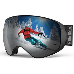 Ski Goggles, Magnetic Side-Clip Snowboard Goggles Over Glasses -OTG Anti Fog 100% UV 400 Protection for Adult Youth