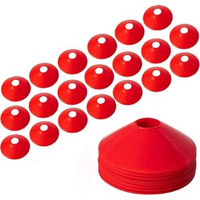 BiAnYC 20 Pack Pro Disc Cones Training Cones for Agile Training/Soccer Training/Football/Kids/Field/Other Games etc. Cone Markers (Red)