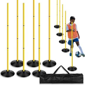 Agility Training Poles Set (Rubber Base with 3.3ft/1m to 4.9ft/1.5m Poles)
