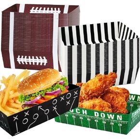 Football Party Supplies, 48Pcs Football Food Trays Football Paper Snack Tray Disposable Football Serving Tray Football Theme Paper Food Tray for Football Birthday Carnival Game Day Party Decorations