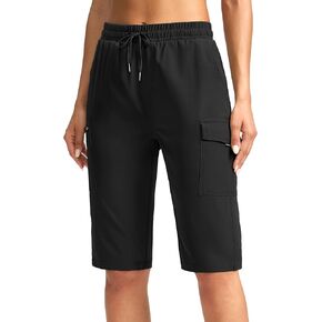 شورت برمودا نسائي طويل بطول 13 بوصة من SANTINY بطول الركبة وسريع الجفاف برمودا للنساء مع جيوب بسحاب in Kuwait