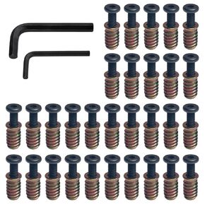 30 Sets 1/4-20 x 15mm Threaded Wood Inserts, Special Thread Inserts with Hex Nuts Fasteners for Furniture, Wooden Products, and Wood Models (M6 x 15mm)