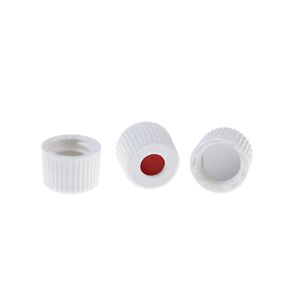 ALWSCI HPLC LC 8-425 Screw Thread Vial Caps, 8 mm, PTFE/Silicone Septa, White, Polypropylene, 100 pcs/pk