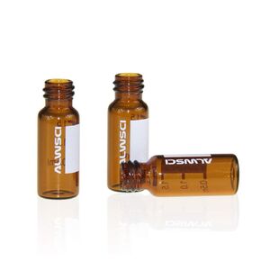 Autosampler Vial, Chromatography Lab Vial, HPLC LC GC 1.5 ml Wide Opening Short Screw Thread Sample Vial with Write-on Spot, Amber, 12x32 mm, 8-425 Top Type, 100 pcs/pk by ALWSCI