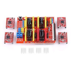 Stepper Motor Driver with CNC Expansion Board 4Pcs A4988, Compatible with GRBL 0.8, Open Source Firmware, PWM Spindle, Compact Design for Engraving Machine 3D Printer Driver