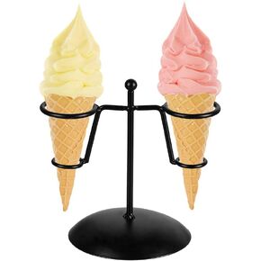 Artliving Black Iron Ice Cream Cone Holder Stand With Base 3 Holes to Display Snow Cones Sushi Hand Rolls Popcorn Candy French Fries Sweets Savory