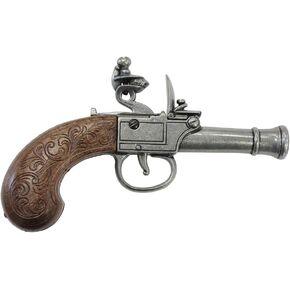 Denix Replica Colonial Pocket Flintlock Pistol Non Firing Gun, Gray