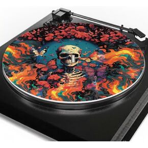 Skulls Turntable Mat for Vinyl Records BlackTurntable Slipmat Anti Static Slip Mat Turntable Felt Non-Slip Vinyl Record Slip Mat for Music Lovers Acrylic Turntable Mat