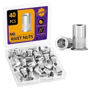 M6 Rivet Nut, 40PCS Rivnut Nutsert Metric 304 Stainless Steel Rivets Flat Head Rivet Nuts Rivnut Threaded Assortment for Furniture, Automotive and Industrial Applications (M6-1.0mm)