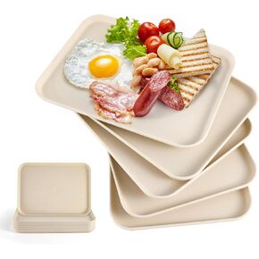 5 Pcs 12.2" x 8.8" Serving Tray Set - Sandwich Platter BPA Free Reusable Plastic Tray and platters for Serving Food Party, Appetizer, Fruit, Dessert, Stackable Kitchen CounterTop Serving Trays