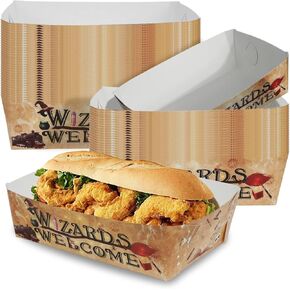 50packs Wizards Party Supplies Disposable Paper Food Trays Halloween Party Supplies Magical Wizard Party Favors Halloween Party Decorations Nacho Popcorn Snack Trays