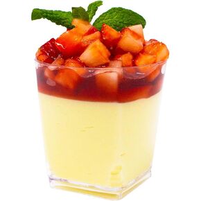 48 Pack 2.2 oz. Whiskey Mini Dessert Cups Parfait Professional-Grade Recyclable Clear Disposable Plastic Dessert Cups for Parfait Desserts, Appetizers, Events, and Parties CMJJ