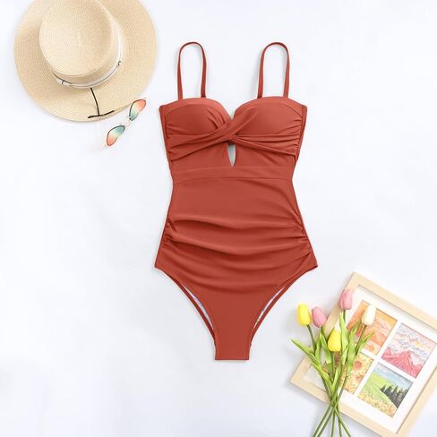 Eomenie Women's Push Up Wrap Front Swimsuit One Piece Tummy Control Bathing Suits Bandeau Support Slimming Swimwear in Kuwait