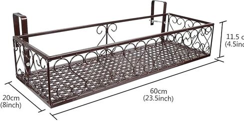 YXQ Patio Plant Flower Pot Holder Railing Shelf, Plant Pots Holder Windows Decorate for Balcony Decor,Patio or Porch Fence Railing，Brown in Kuwait