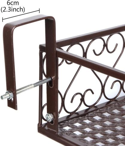 YXQ Patio Plant Flower Pot Holder Railing Shelf, Plant Pots Holder Windows Decorate for Balcony Decor,Patio or Porch Fence Railing，Brown in Kuwait