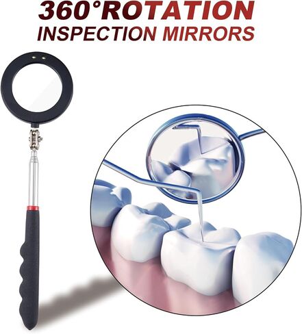 Valentines Day Gifts for Him, 5PCS Telescoping Inspection Mirror Set with Magnetic Pickup Tool, LED Lighted Mirrors for Mechanics, Vehicle Checks, Eyelashes, Small Parts Observation, Red Bag in Saudi Arabia