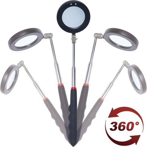 Valentines Day Gifts for Him, 5PCS Telescoping Inspection Mirror Set with Magnetic Pickup Tool, LED Lighted Mirrors for Mechanics, Vehicle Checks, Eyelashes, Small Parts Observation, Red Bag in Saudi Arabia