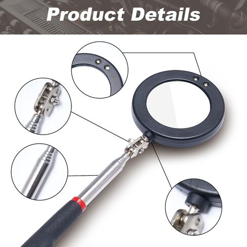 Valentines Day Gifts for Him, 5PCS Telescoping Inspection Mirror Set with Magnetic Pickup Tool, LED Lighted Mirrors for Mechanics, Vehicle Checks, Eyelashes, Small Parts Observation, Red Bag in Saudi Arabia