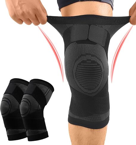 1 Pair Adjustable Knee Brace for Men & Women, Knee Compression Sleeve for Pain Relief, Knee Pads- Workout Sports Hiking Arthritis Joint Injury Recovery Running Meniscus Tear (Large) in Saudi Arabia