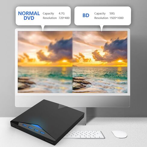 External Compatible Blur ay Drive Player Read/Write BD DVD CD Compatible Blu ray Burner USB 3.0 Type-C/Windows/Mac OS Laptop in Saudi Arabia
