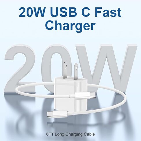 iPhone 16 15 Charger Block,20W USB C Fast Charging Plug/10ft Type C to C Cable Cord Long for Apple iPhone 16/16 Pro/15 Plus/15 Pro Max,iPad 12.9/11 inch 4/3/Air/Mini/6Gen/Wall Power Adapter Cube Brick in Saudi Arabia