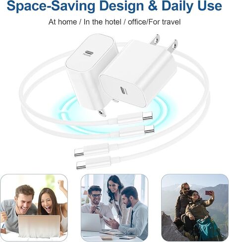 iPhone 16 15 Charger Block,20W USB C Fast Charging Plug/10ft Type C to C Cable Cord Long for Apple iPhone 16/16 Pro/15 Plus/15 Pro Max,iPad 12.9/11 inch 4/3/Air/Mini/6Gen/Wall Power Adapter Cube Brick in Saudi Arabia