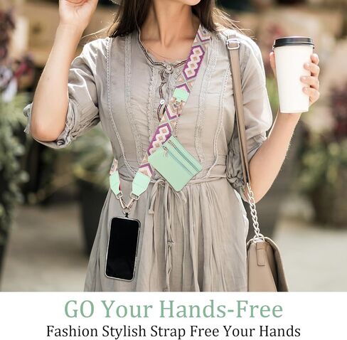 Phone Strap with Zippered Pouch, Clip And Go Phone With Zipper Pouch Adjustable Crossbody Phone Strap with Pouch in Saudi Arabia
