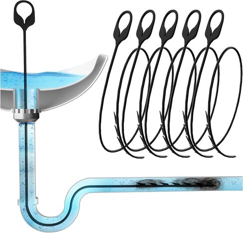Drain Snake 30 Inch Hair Drain Clog Remover, Durable Nylon Sink Snake Drain Hair Removal Tool Hair Catcher for Unclogging Kitchen & Bathroom Sink, Bathtub, Shower Drain Hair Clogs (5 Pack) in Saudi Arabia